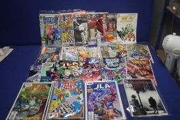 A BOX OF JUSTICE LEAGUE AMERICA COMICS MAINLY 1990S, to include Trinity War, the Revenge, Star