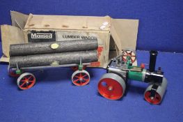AN UNBOXED MAMOD SR1A STEAM ROLLER, together with a boxed Mamod Lumber wagon LW1