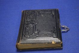 AN ALBUM OF CABINET CARDS, CARTE DE VISITES,, PORTRAIT PHOTOGRAPHS, to include examples by F W Wood