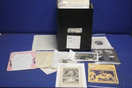 A TRAY OF GENERAL EPHEMERA ETC, to include Photographs, Engravings, Theatre Programmes, etc