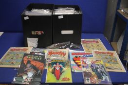 TWO BOXES OF ASSORTED DC AND MARVEL COMICS ETC