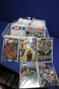 A BOX OF COMICS, to include Redneck, Storm watch, Unleash, Monster show, Tarzan assasin, Queen and