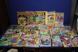 A QUANTITY OF COMICS AND MAGAZINES, to include Spider-man, Hulk, Superman etc