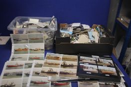 TWO TRAYS OF PHOTOGRAPHS AND POSTCARDS IN MANY HUNDREDS, to include a collection relating to