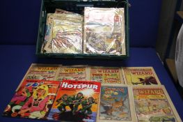 A QUANTITY OF ASSORTED COMICS, MAGAZINES ETC, to include Wizard, Dick Turpin