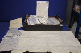 A BOX OF GENERAL EPHEMERA, BOOK PLATES, MENUS, CERTIFICATES ETC, together with a collection of