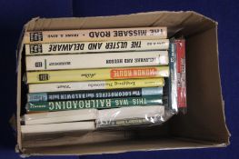 A TRAY CONTAINING 7 HARDBACK RAIL AND TRAIN BOOKS, together with six paperback train spotters