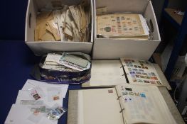 A HUGE ACUNULATION OF STAMPS IN ALBUMS PACKETS ENVELOPES AND TINS UNSORTED, great british and