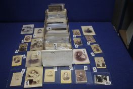 A BOX OF VICTORIAN AND EDWARDIAN PHOTOGRAPHS IN MANY HUNDREDS, to include Cartes De Visites