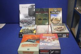 A COLLECTION EIGHT BOXED WAR GAME GAMES, to include Tank Dual Tracks in the mud etc
