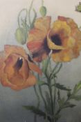 D.W.P. - AN OIL ON BOARD STILL LIFE STUDY OF FLOWERS