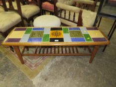 A RETRO TILE TOP COFFEE TABLE
