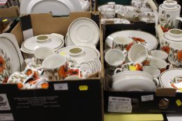 TWO TRAYS OF J & G MEAKIN RETRO 'POPPY PATTERN' STUDIO TEA AND DINNERWARE