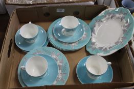 A TRAY OF WEDGWOOD BONE CHINA TEAWARE