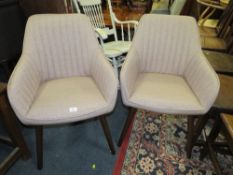 A PAIR OF MODERN UPHOLSTERED ARMCHAIRS