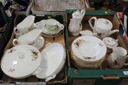 TWO TRAYS OF ROYAL WORCESTER FLORAL GILT TEA AND DINNERWARE