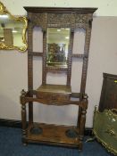 A CARVED OAK VICTORIAN HALLSTAND H-199 CM