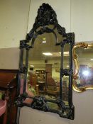 A MODERN BLACK HANGING WALL MIRROR H-113 CM