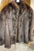 A VINTAGE MAHOGANY BROWN MINK FUR JACKET