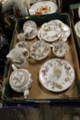 A TRAY OF AYNSLEY 'PAGODA ' PATTERN TEA AND COFFEEWARE ETC