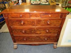 A 19TH CENTURY SIX DRAWER CHEST OF DRAWERS H-110 W-126 CM