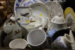 A TRAY OF ASSORTED CERAMICS TO INC ROYAL DOULTON, AYNSLEY ETC