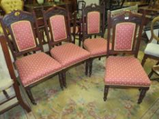 A SET OF FOUR EDWARDIAN UPHOLSTERED CHAIRS
