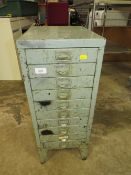 A VINTAGE METAL FILING DRAWER