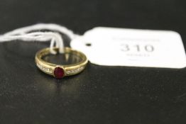A RUBY AND DIAMOND CHANEL SET RING - APPROX WEIGHT 3.1 G