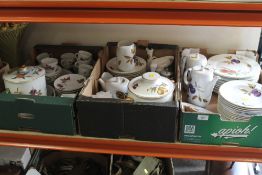 THREE TRAYS OF ROYAL WORCESTER EVESHAM TEA AND DINNERWARE ETC