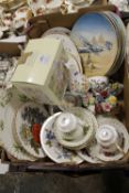 TWO TRAYS OF ASSORTED CERAMICS ETC TO INCLUDE TWO ROYAL ALBERT MONTHS OF THE YEAR TRIOS - AUGUST &