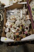 A TRAY OF MOSTLY ROYAL ALBERT OLD COUNTRY ROSES TO INCLUDE CUTLERY, ANIMAL FIGURES, PIN DISHES ETC