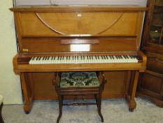 A 'J & J HOPKINSON - LONDON' UPRIGHT PIANO WITH A STOOL