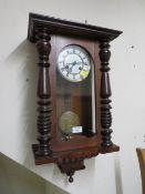 AN EDWARDIAN MAHOGANY SMALL VIENNA WALLCLOCK H-55 CM