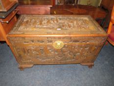 A VINTAGE CAMPHOR WOOD CHEST, W 104 CM A/F