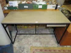 A MODERN METAL FRAMED DESK W-130 CM