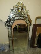 A LARGE MODERN VENETIAN STYLE WALL MIRROR WITH SEPARATE NEW MIRROR GLASS