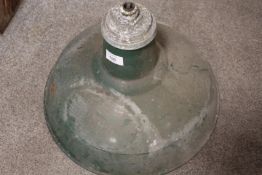 A VINTAGE GREEN ENAMEL INDUSTRIAL LIGHT SHADE