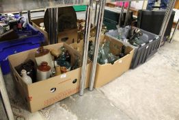 THREE BOXES OF ASSORTED VINTAGE GLASS ADVERTISING BOTTLES - CODS, TORPEDO'S, LEMONADE AND MOTOR