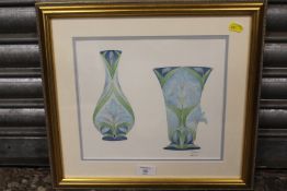 A FRAMED MOORCROFT DESIGN WATERCOLOUR SIGNED 'SIAN'