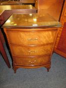 A 20TH CENTURY WALNUT THREE DRAWER CABINET