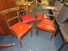 A SET OF FOUR 19TH CENTURY DINING CHAIRS ( ONE CHAIR A/F )