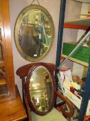 A VINTAGE COPPER HANGING MIRROR AND ANOTHER MIRROR (2)
