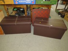A PAIR OF MODERN STORAGE STOOLS TOGETHER WITH A PINE CHEST (3)
