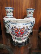 A SET OF TWO FRANKLIN MINT ORIENTAL THEMED PORCELAIN VASES 'THE JOURNEY OF THE HEAVENLY TORTOISE AND