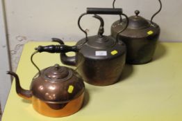THREE ASSORTED COPPER KETTLES