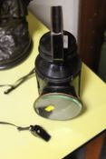A VINTAGE STYLE RAILWAY LAMP WITH WHISTLE - LAMP STAMPED BR