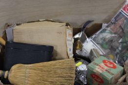 A TRAY OF COLLECTABLES TO INCLUDE A BALL AND CLAW CARVED STEMMED PIPE, AA BADGE ETC