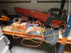 A FLYMO GARDEN VAC TOGETHER WITH ASSORTED TOOLS TO INCLUDE JIGSAW ETC