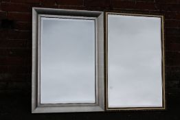 A MODERN FRAMED WALL MIRROR TOGETHER WITH A VINTAGE GILT FRAMED EXAMPLE (2)